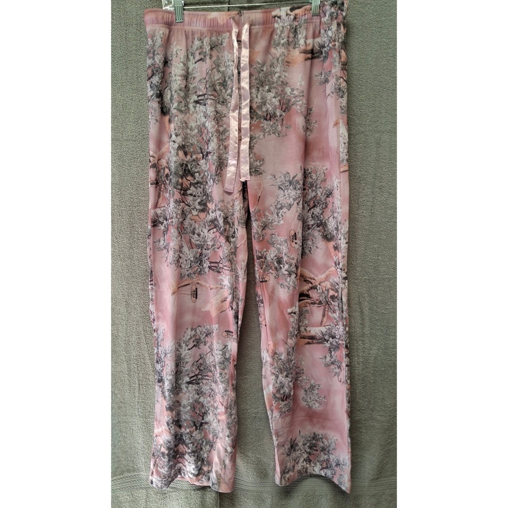 Guides Choice Pink King's Shadow Camo Pajama Pants Womens Large Satin Drawstring